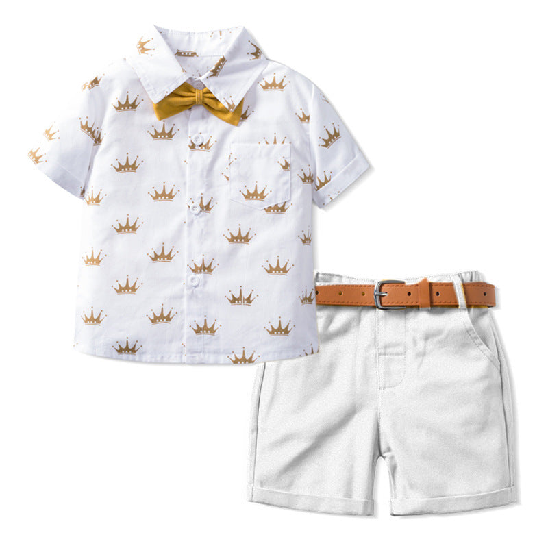 Kids' Crown-Print Top & Shorts Set