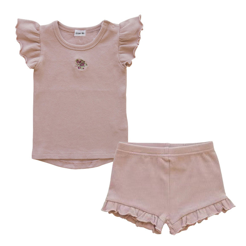 Baby Rose-Gray Embroidered Romper