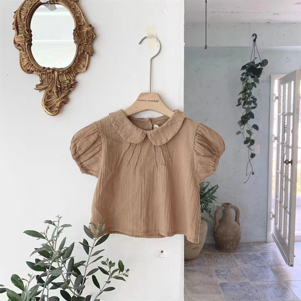 Baby Girl Lapel Short-Sleeve Blouse