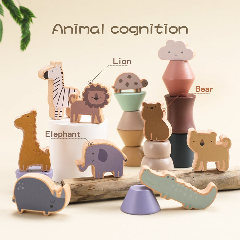 Wooden Animal Stacking Balance Blocks