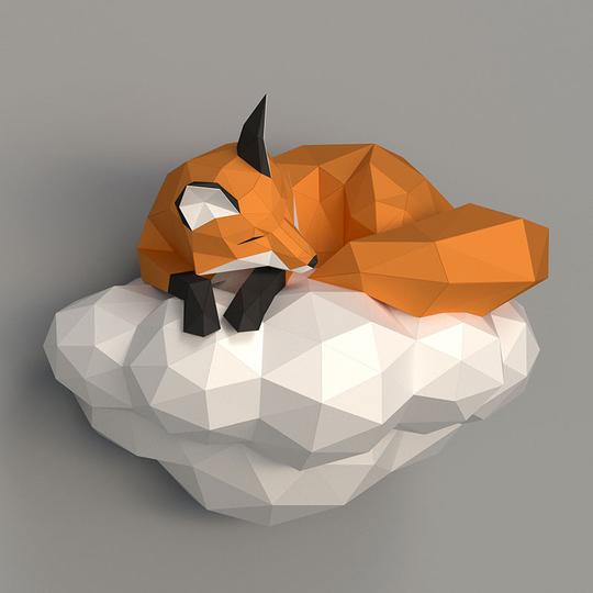 3D Paper Fox Wall-Hanging Craft Kit