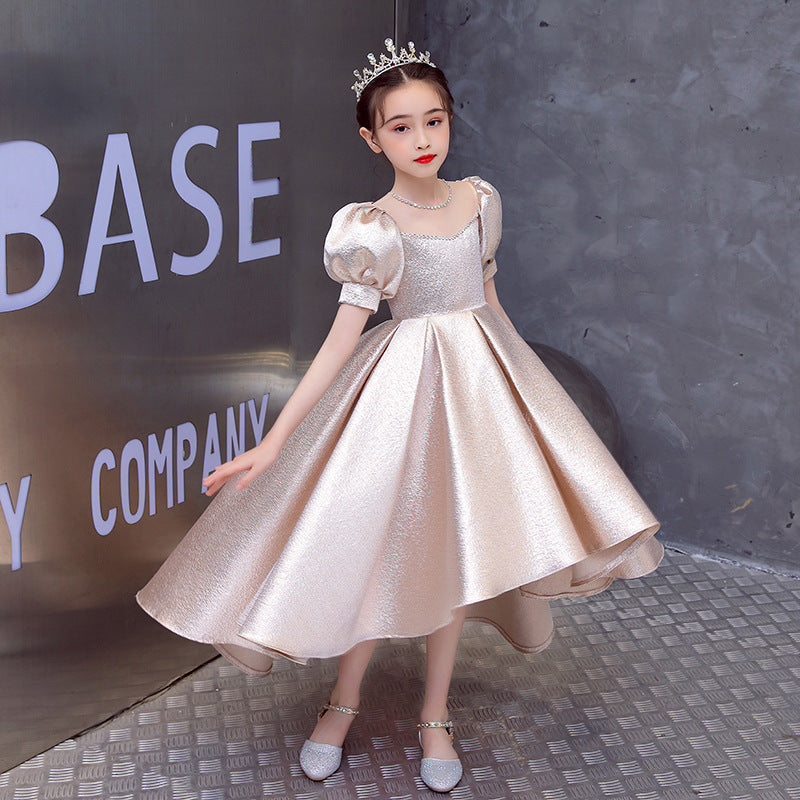 Girls' Puff-Sleeve High-Low Princess Dress