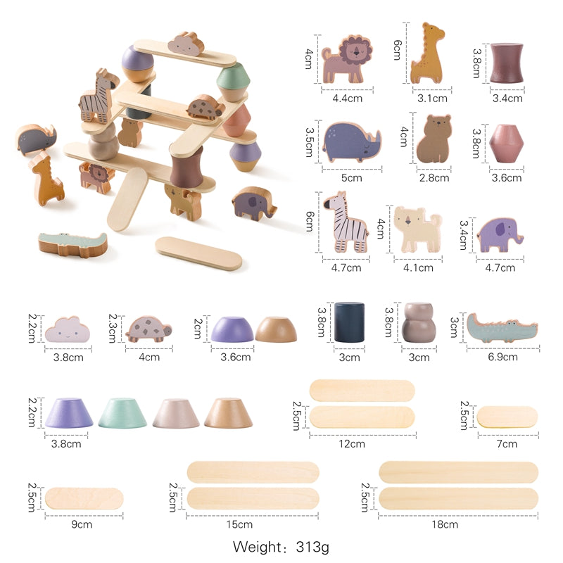 Wooden Animal Stacking Balance Blocks