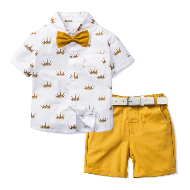 Kids' Crown-Print Top & Shorts Set