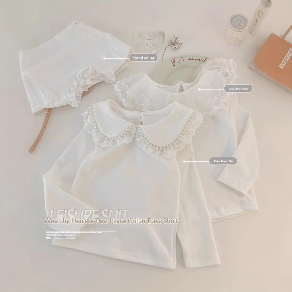 Girls' Long-Sleeve Collared Cotton Top