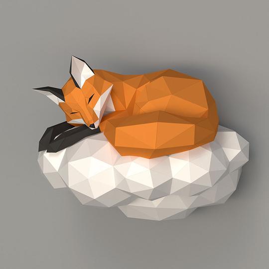 3D Paper Fox Wall-Hanging Craft Kit