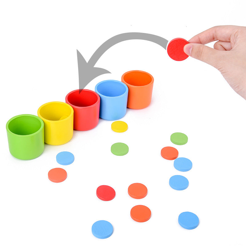 Wooden Color-Sorting Cup Game