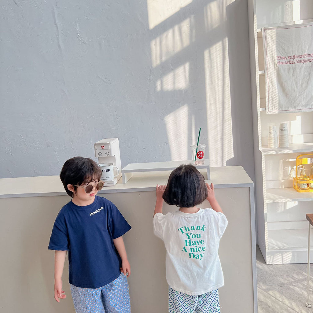 Kids' Round-Neck Letter-Print Tee