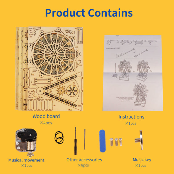 3D Wooden Ferris Wheel Music Box Kit