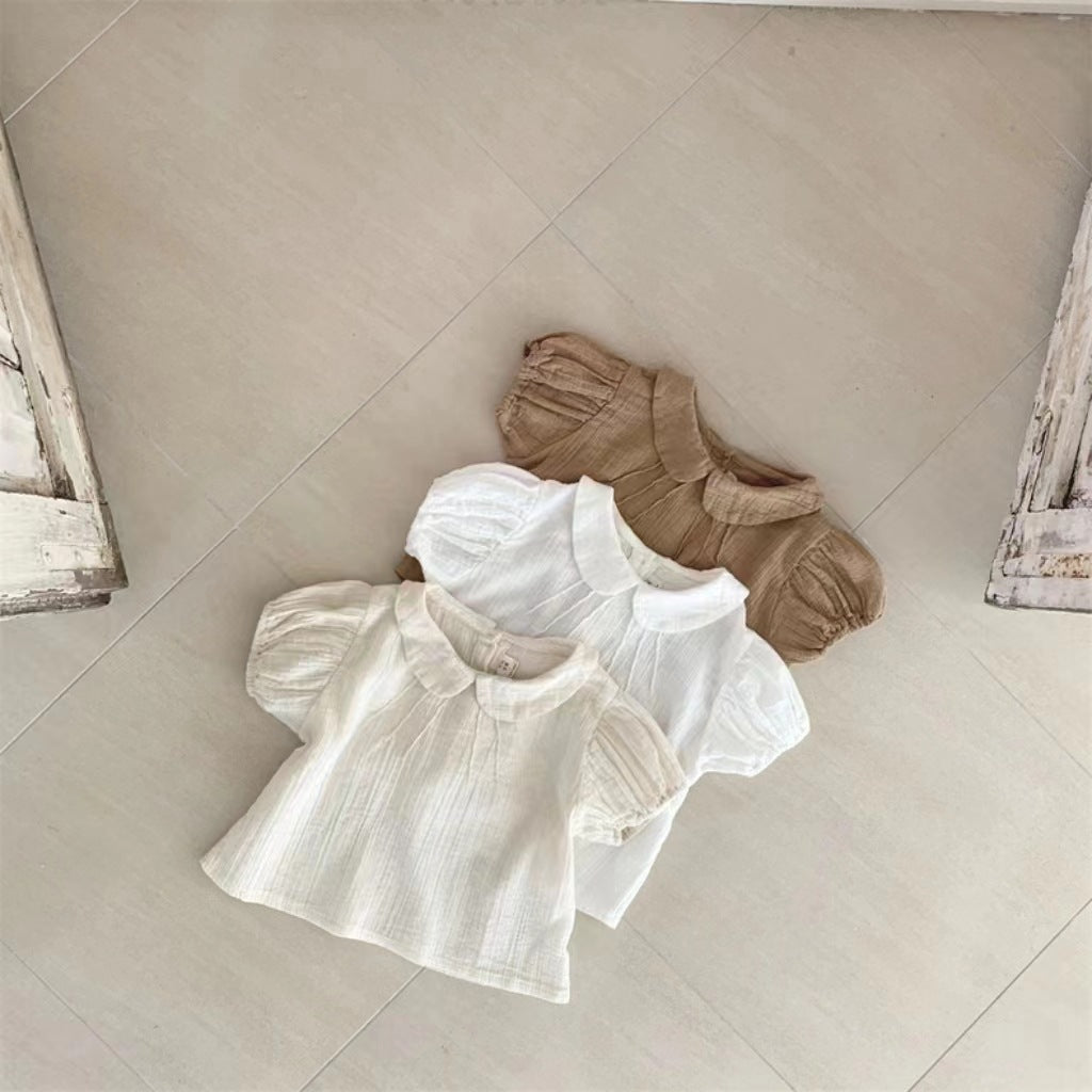 Baby Girl Lapel Short-Sleeve Blouse