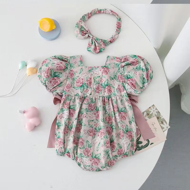 Baby Rose Short-Sleeve Romper