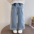 Girls' Denim Wide-Leg Pants with Bow