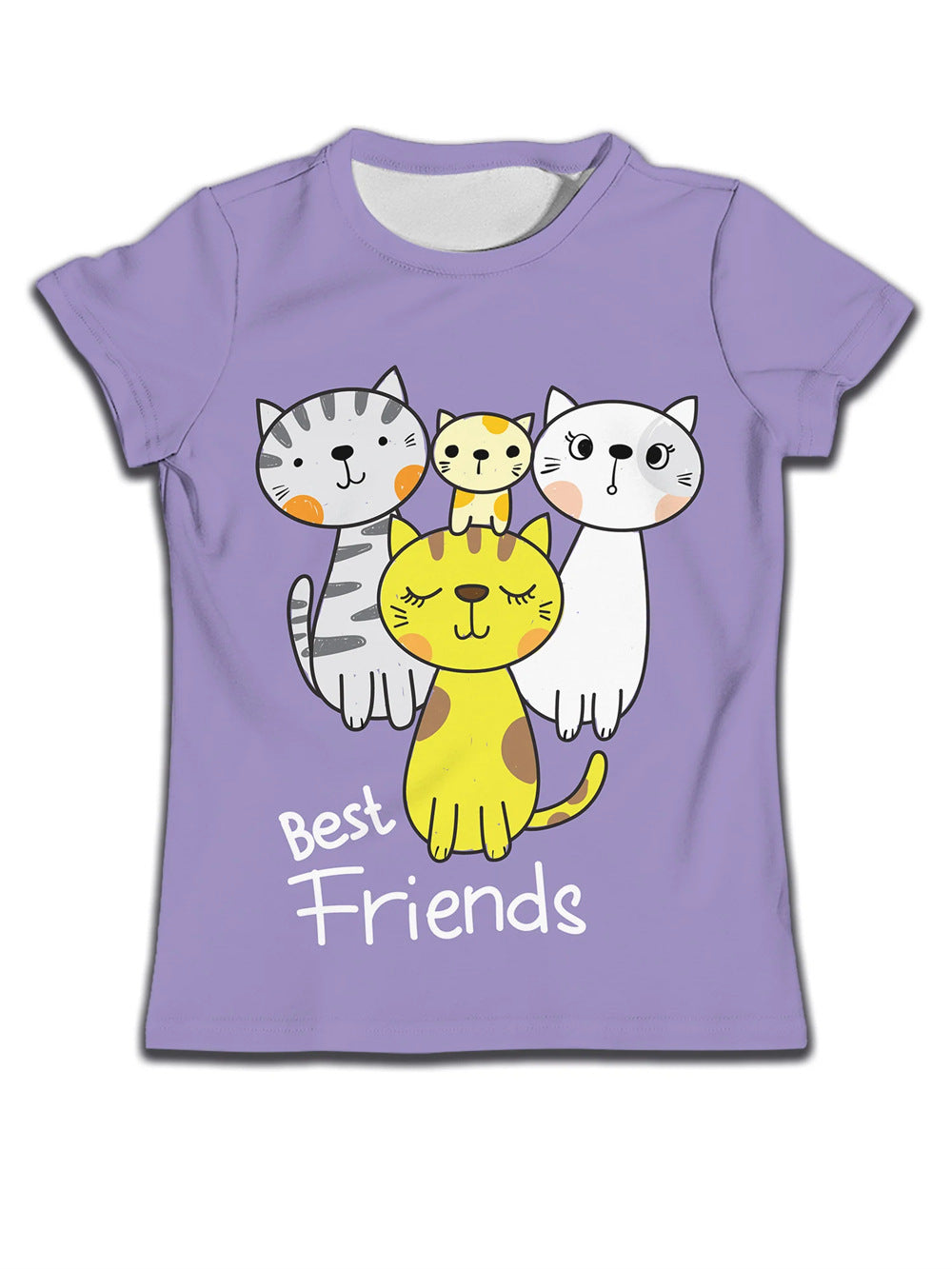 Boys' Cat-Print Casual Tee