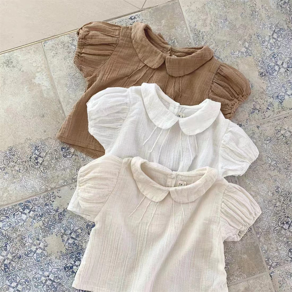 Baby Girl Lapel Short-Sleeve Blouse
