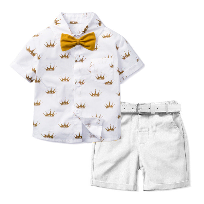 Kids' Crown-Print Top & Shorts Set