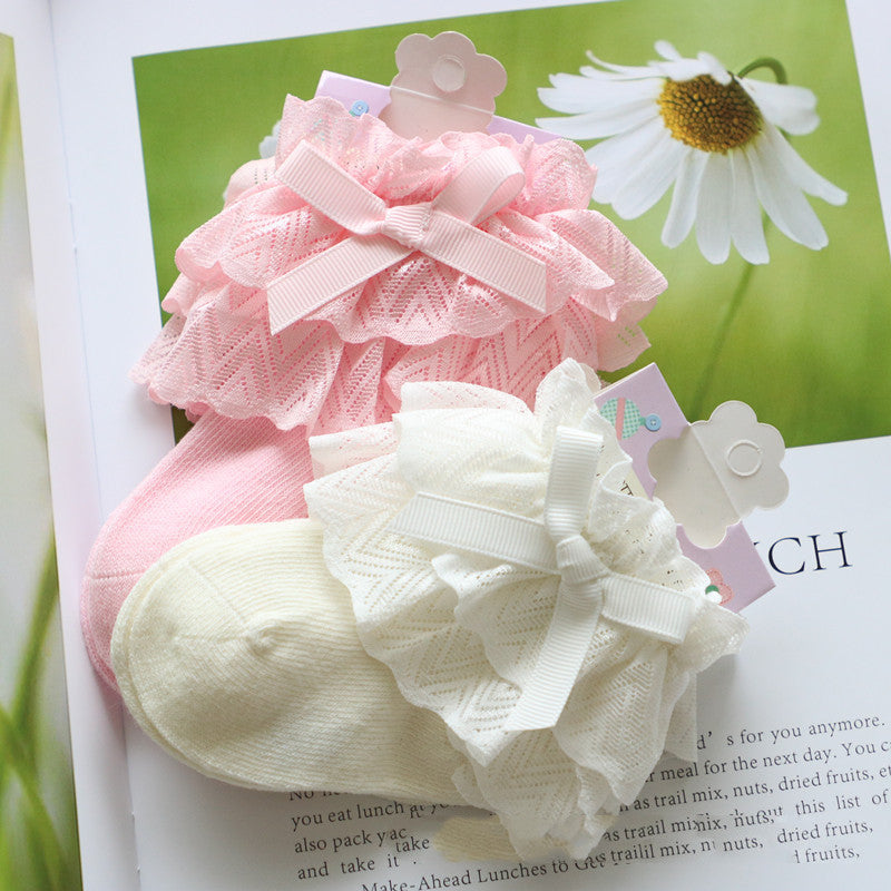 Girls' Lace Cotton Socks