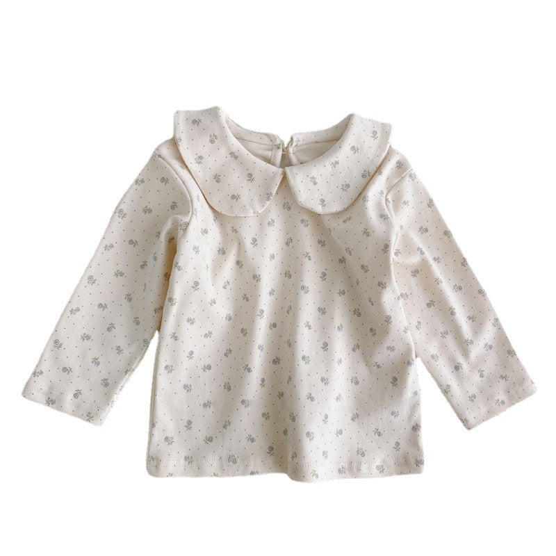 Baby Girl Plaid & Floral Lapel Top