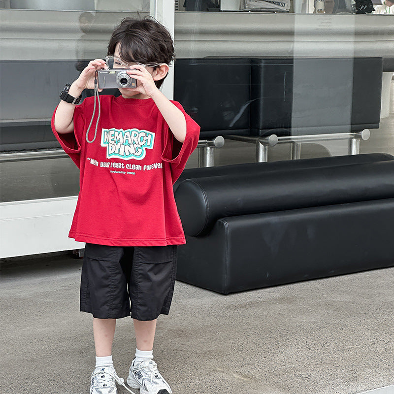 Boys' Red Short-Sleeve Summer Top