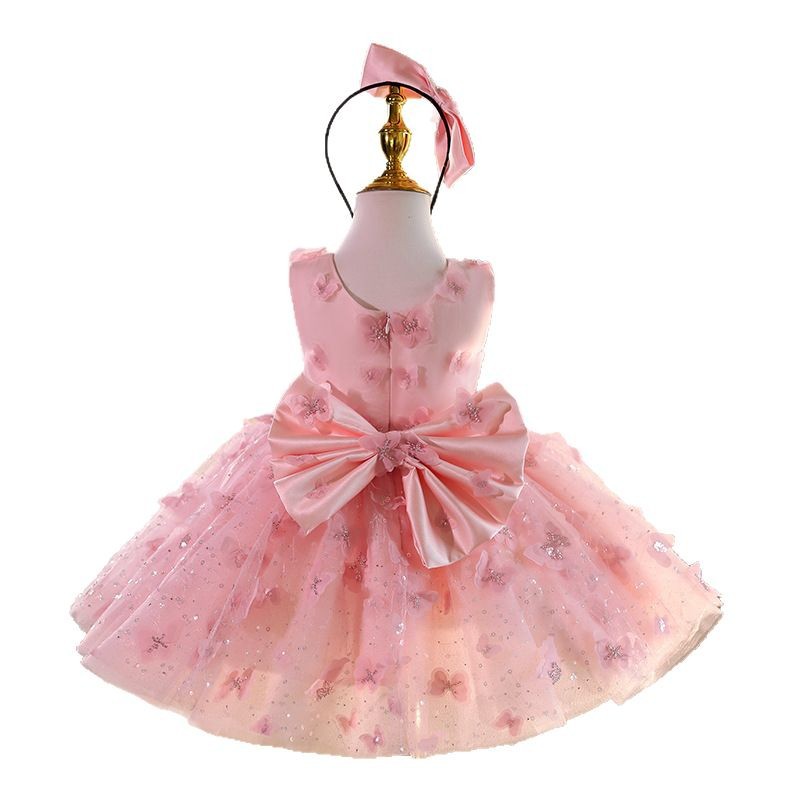 Girls' Pink Flower Girl Princess Dress