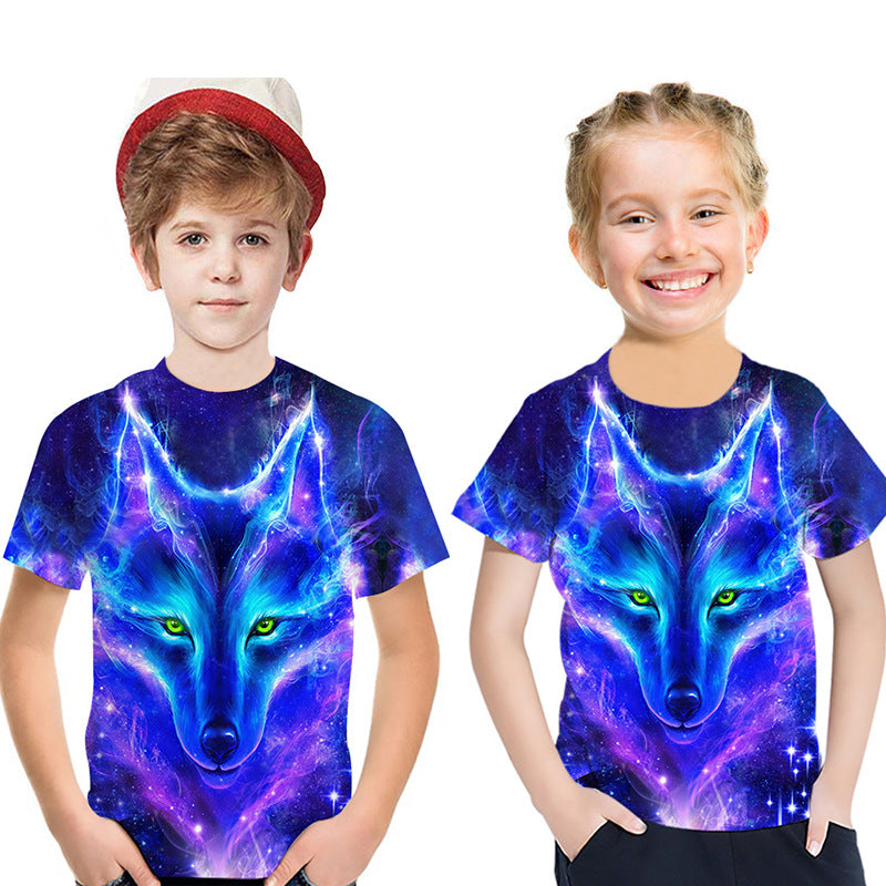Kids' 3D Wolf-Print Short-Sleeve Tee